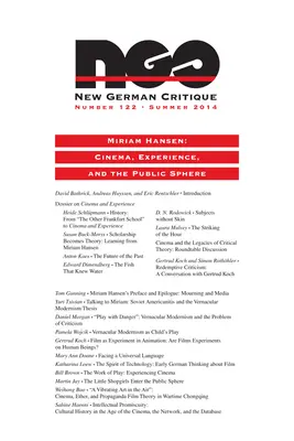 Miriam Hansen: Cinema, experiență și sfera publică - Miriam Hansen: Cinema, Experience, and the Public Sphere