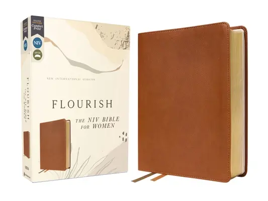Flourish: Biblia NIV pentru femei, piele moale, maro, imprimare confortabilă - Flourish: The NIV Bible for Women, Leathersoft, Brown, Comfort Print