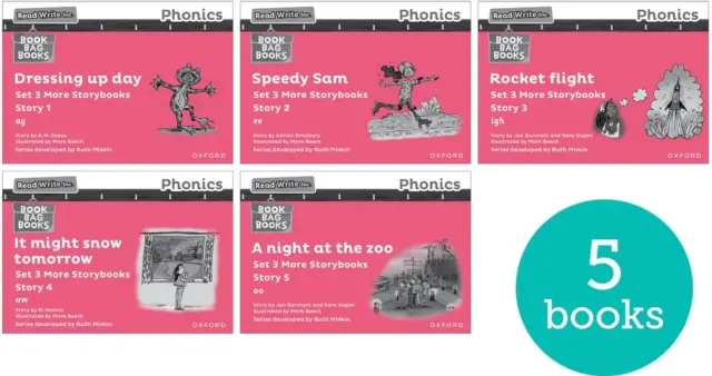 Read Write Inc. Phonics: Pink Set 3 Mai multe cărți de povești alb-negru (pachet de 5) - Read Write Inc. Phonics: Pink Set 3 More Black & White Storybooks (Pack of 5)