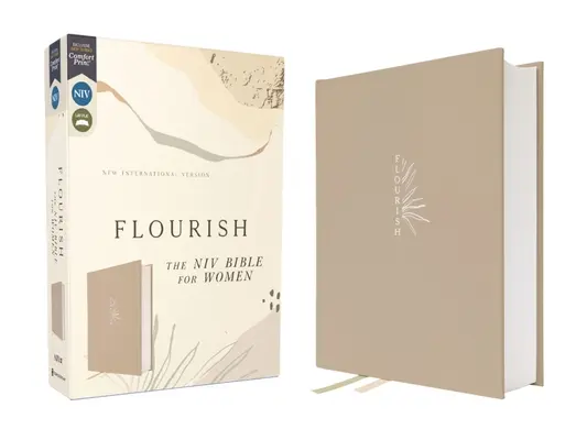 Flourish: Biblia NIV pentru femei, pânză peste carton, crem, imprimare confortabilă - Flourish: The NIV Bible for Women, Cloth Over Board, Cream, Comfort Print