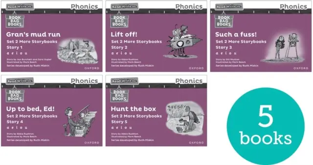 Read Write Inc. Phonics: Purple Set 2 Mai multe cărți de povești în alb și negru (pachet de 5) - Read Write Inc. Phonics: Purple Set 2 More Black & White Storybooks (Pack of 5)