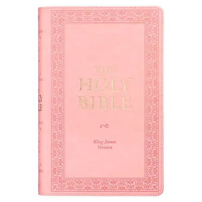 Sfânta Biblie KJV, ediție cu litere roșii din piele naturală de mărime standard și tipar uriaș - marker cu panglică, versiunea King James, roz - KJV Holy Bible, Giant Print Standard Size Faux Leather Red Letter Edition - Ribbon Marker, King James Version, Pink