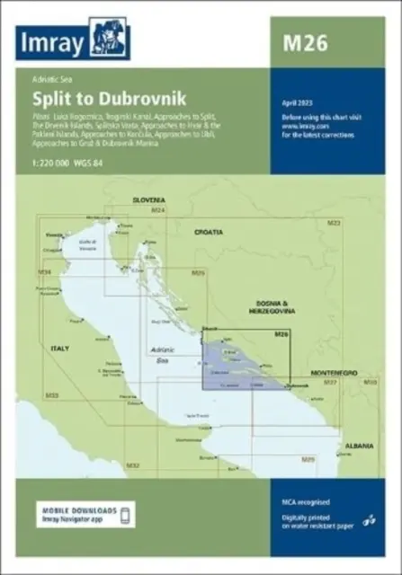 Imray Chart M26 - De la Split la Dubrovnik - Imray Chart M26 - Split to Dubrovnik