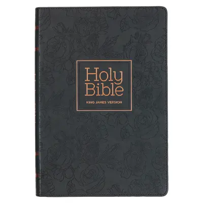 Sfânta Biblie KJV, Ediție Thinline cu litere roșii din piele naturală cu tipar mare - Index pentru degetul mare și marker cu panglică, versiunea King James, negru, închidere cu fermoar - KJV Holy Bible, Thinline Large Print Faux Leather Red Letter Edition - Thumb Index & Ribbon Marker, King James Version, Black, Zipper Closure