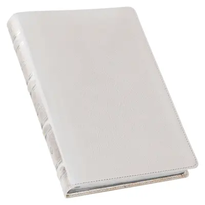 Sfânta Biblie KJV, Ediție cu litere roșii în piele de calitate superioară cu imprimare uriașă - Index pentru degetul mare și marker cu panglică, versiunea King James, alb - KJV Holy Bible, Giant Print Full-Size Premium Full Grain Leather Red Letter Edition - Thumb Index & Ribbon Marker, King James Version, White