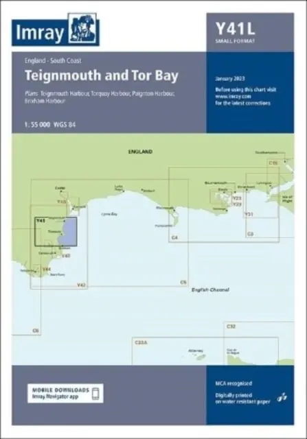 Imray Chart Y41 - Teignmouth și Tor Bay laminate - Imray Chart Y41 - Laminated Teignmouth and Tor Bay