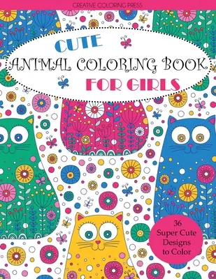 Carte de colorat cu animale drăguțe pentru fete - Cute Animal Coloring Book for Girls