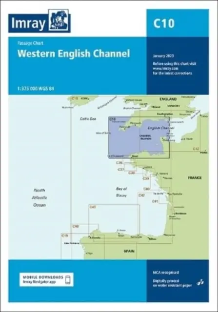 Imray Chart C10 - Harta pasajelor din vestul Canalului Mânecii - Imray Chart C10 - Western English Channel Passage Chart