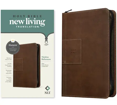 Biblia NLT Thinline de referință cu fermoar, Filament Enabled Edition (piele, Atlas Rustic Brown) - NLT Thinline Reference Zipper Bible, Filament Enabled Edition (Leatherlike, Atlas Rustic Brown)