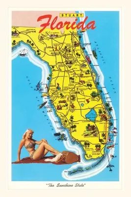 Jurnal de epocă Hartă cu atracții din Florida - Vintage Journal Map with Florida Attractions
