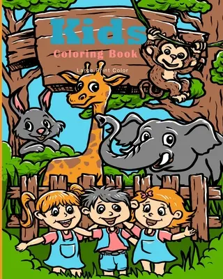 Carte de colorat pentru copii cu tipar mare: Animale din junglă și cadou grozav pentru băieți și fete, cu vârste cuprinse între 4 și 8 ani - Large Print Color Kids Coloring Book: Jungle Animals and Great Gift for Boys & Girls, Ages 4-8