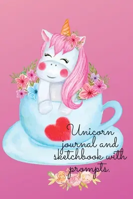 Jurnal și caiet de desen și desen Unicorn cu îndemnuri. - Unicorn journal and sketchbook with prompts.