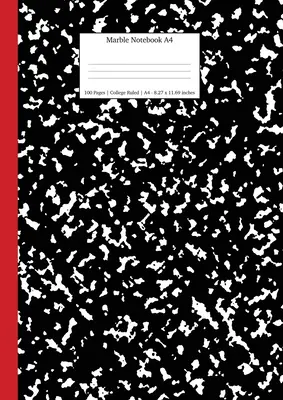 Marble Notebook A4: Jurnal cu coloană neagră și roșie cu linie universitară - Marble Notebook A4: Black and Red Spine College Ruled Journal