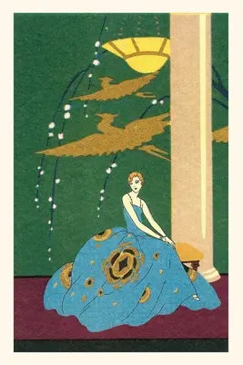 Jurnal de epocă Femeie în rochie cu păsări fantastice - Vintage Journal Woman in Gown with Fantasy Birds