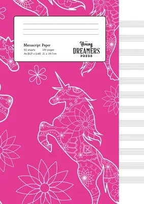 Hârtie de manuscris: Floral Unicorn A4 Blank Sheet Music Notebook - Manuscript Paper: Floral Unicorn A4 Blank Sheet Music Notebook