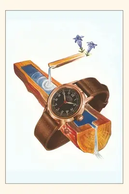 Jurnal de epocă Ceas de mână pe troacă de lemn - Vintage Journal Wristwatch on Wooden Trough