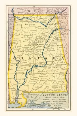 Vintage Journal Harta Alabama - Vintage Journal Map of Alabama