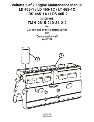 Volumul 2 din 2 Manual de întreținere a motoarelor LD 465-1 / LD 465-1C / LT 465-1C Motoare LDS-465-1A / LDS 465-2 TM 9-2815-210-34-2-2 - Volume 2 of 2 Engine Maintenance Manual LD 465-1 / LD 465-1C / LT 465-1C LDS-465-1A / LDS 465-2 Engines TM 9-2815-210-34-2-2