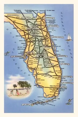 Jurnal de epocă Harta Floridei - Vintage Journal Map of Florida