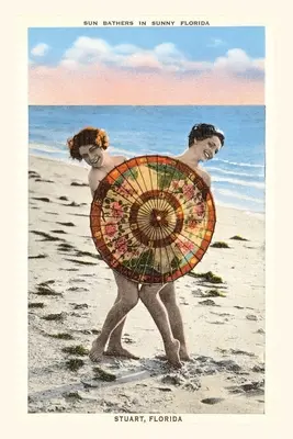 Jurnal de epocă Femeie cu parasolă pe plajă, Stuart, Florida - Vintage Journal Women with Parasol on Beach, Stuart, Florida