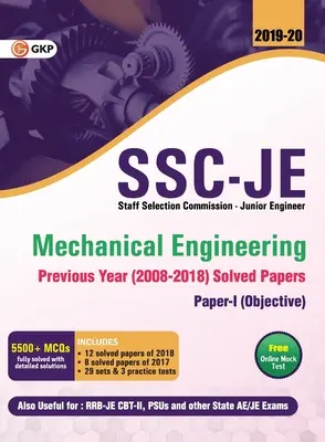 SSC JE Inginerie mecanică pentru ingineri juniori Lucrări rezolvate din anii anteriori (2008-18), 2018-19 pentru lucrarea I - SSC JE Mechanical Engineering for Junior Engineers Previous Year Solved Papers (2008-18), 2018-19 for Paper I