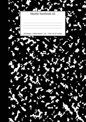 Marble Notebook A5: Black Marble Wide Rule Journal