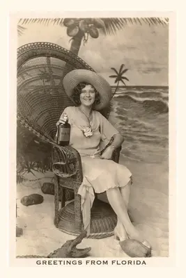 Vintage Journal Greetings from Florida, Femeie în scaun cu Gator - Vintage Journal Greetings from Florida, Woman in Chair with Gator