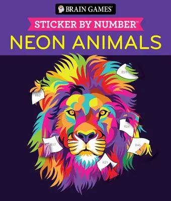 Brain Games - Sticker by Number: Animale neon - Brain Games - Sticker by Number: Neon Animals