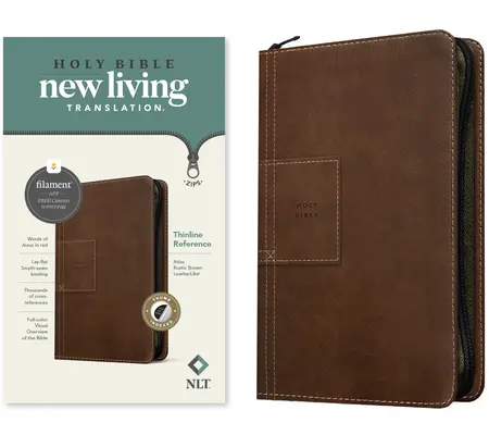 Biblia NLT Thinline de referință cu fermoar, ediție Filament Enabled (asemănătoare pielii, Atlas Rustic Brown, indexată) - NLT Thinline Reference Zipper Bible, Filament Enabled Edition (Leatherlike, Atlas Rustic Brown, Indexed)