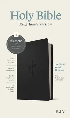 KJV Premium Value Thinline Bible, Filament Enabled Edition (litere roșii, piele naturală, cruce radiantă neagră) - KJV Premium Value Thinline Bible, Filament Enabled Edition (Red Letter, Leatherlike, Black Radiant Cross)