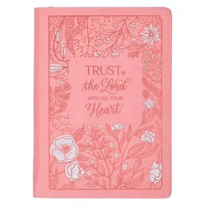 Christian Art Gifts Pink Vegan Leather Zipped Journal, caiet inspirațional pentru femei Trust in the Lord Scripture, copertă flexibilă, 336 de pagini cu rigle, Ri - Christian Art Gifts Pink Vegan Leather Zipped Journal, Inspirational Women's Notebook Trust in the Lord Scripture, Flexible Cover, 336 Ruled Pages, Ri