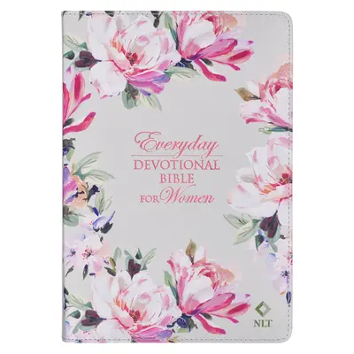 NLT Holy Bible Everyday Devotional Bible for Women New Living Translation, piele vegană, cu imprimeu floral roz - NLT Holy Bible Everyday Devotional Bible for Women New Living Translation, Vegan Leather, Pink Floral Printed