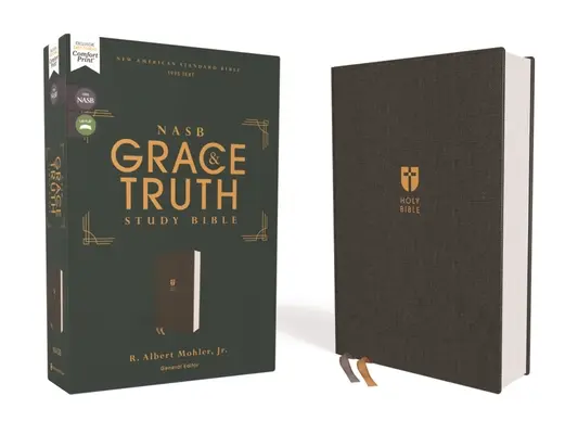 Nasb, Biblia de studiu Harul și Adevărul, pânză peste carton, gri, litere roșii, text 1995, tipar confortabil - Nasb, the Grace and Truth Study Bible, Cloth Over Board, Gray, Red Letter, 1995 Text, Comfort Print