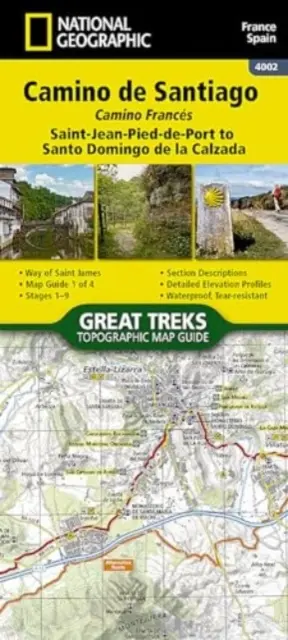 Harta Camino de Santiago 1 din 4 [De la Saint-Jean-Pied-De-Port la Santo Domingo de la Calzada] - Camino de Santiago 1 of 4 Map [Saint-Jean-Pied-De-Port to Santo Domingo de la Calzada]