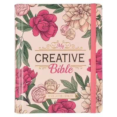 Sfânta Biblie KJV, Biblia mea creativă, copertă tare din piele naturală - marker cu panglică, versiunea King James, imprimeu floral roz - KJV Holy Bible, My Creative Bible, Faux Leather Hardcover - Ribbon Marker, King James Version, Pink Printed Floral