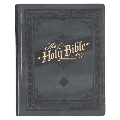 Sfânta Biblie KJV, Biblie de luat notițe cu tipar mare, copertă tare din piele naturală - versiunea King James, gri - KJV Holy Bible, Large Print Note-Taking Bible, Faux Leather Hardcover - King James Version, Gray