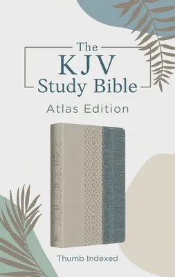 Biblia de studiu KJV: Ediția Atlas, indexată cu degetul mare [Taupe & Denim Crosshatch] - The KJV Study Bible: Atlas Edition, Thumb Indexed [Taupe & Denim Crosshatch]